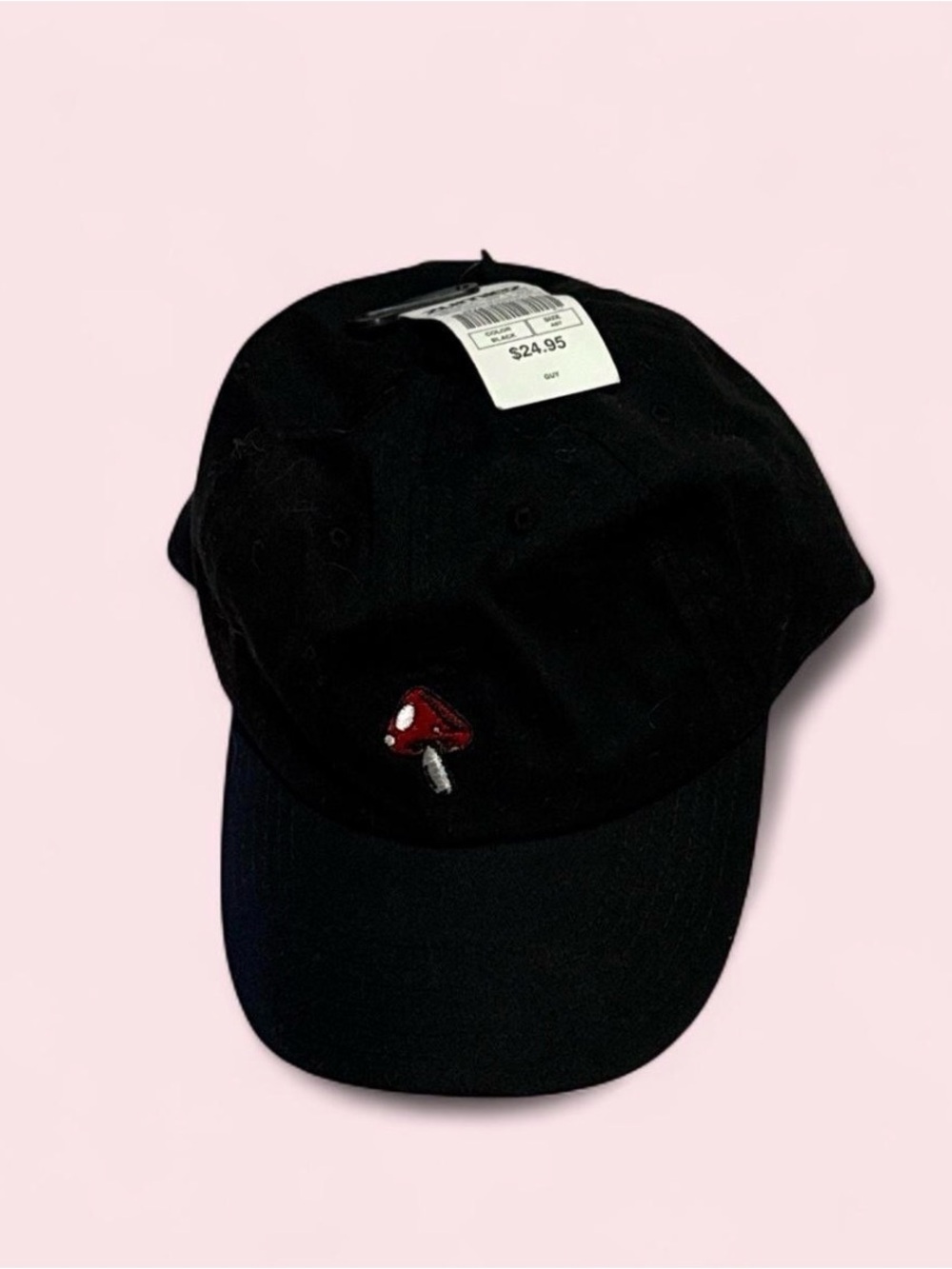 Zumiez Black Dad Cap with Red Mushroom Embroidery